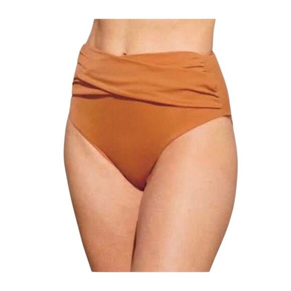 Andie NWT Women’s Barbados High Rise Bikini Bottom Chestnut Orange Extra Small - Picture 1 of 12